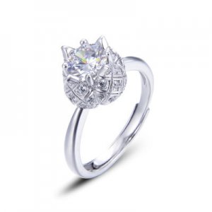 The White Cubic Zirconia Round Sterling Silver Ring